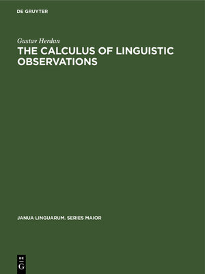 cover image of The Calculus of Linguistic Observations